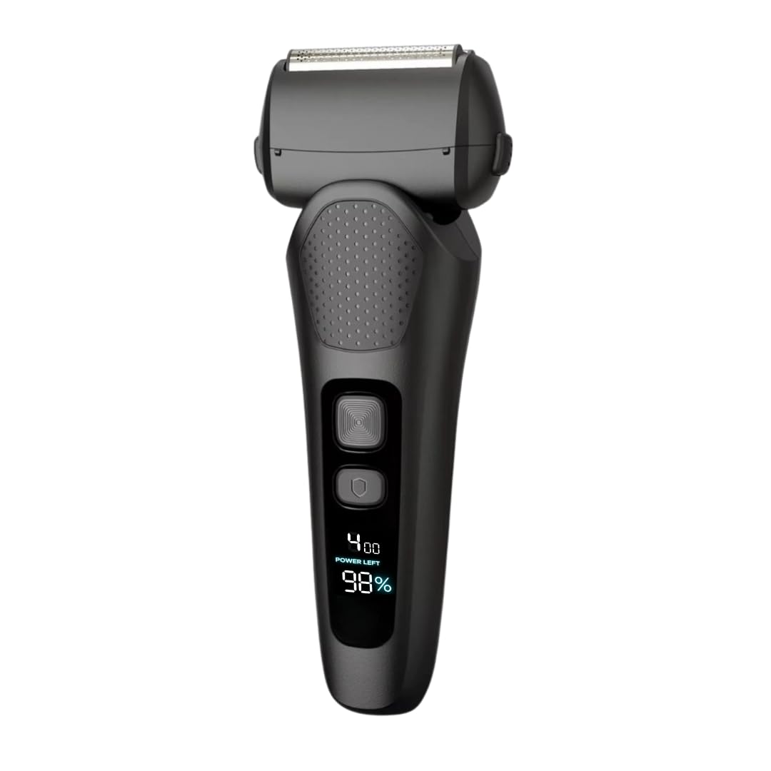 POWER BLADE | Rasoio Elettrico da Uomo Macchinetta per Barba Capelli e Corpo Rifinitore di Precisione con Testina Fluttuante Lame Affilate per Regolazione Basette e Display LED con Avviso Batteria