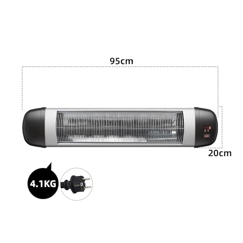Mursche Heizstrahler Terrasse Infrarotheizung - 2500W Infrarot Strahler Outdoor mit Fernbedienung Elektrisch Wärmestrahler Wandmontage 3 Heizstufen Terrassenstrahler Aussen für Bad Balkon Garten
