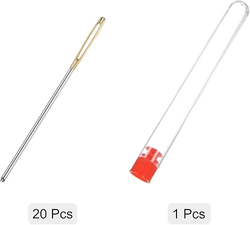 Miniatura 16 de HARFINGTON 20 agujas de coser romas grandes de 0.079 pulgadas de diámetro, agujas de tapiz de acero inoxidable, agujas de tejer con tubo de Tono