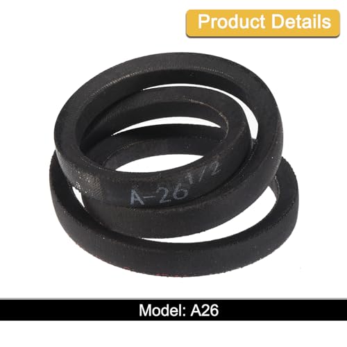 Image of uxcell 3 Pack A26 1 /2 Classic Wrapped V-Belt, 28 inch Outside Circumference Wrapped Industrial Rubber V-Belt A Profile V-Belt for Industrial Machinery Equipment, Black