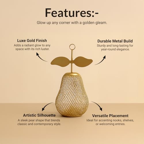 Image of MARKET 99 Metal Pear T- Lite Holder - Golden | Elegant Home Decor for Diwali, Christmas, Birthday, and Wedding | Decorative Candle Holder for Ideal for Festive & Ambient Lighting| Golden
