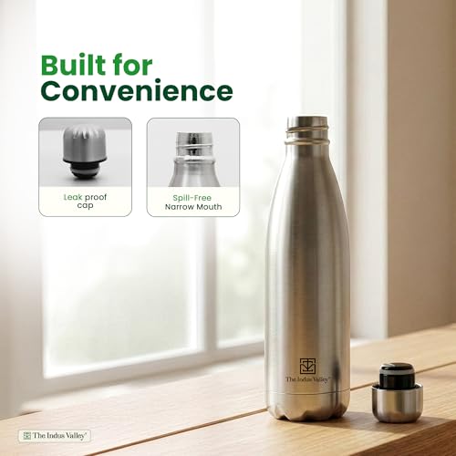 Image of The Indus Valley 1 Litre Stainless Steel Vacuum Insulated Cola Water Bottle - Double Wall, Hot & Cold, Leak-Proof Lid, Rust-Proof Flask for School, Office, Gym & Travel