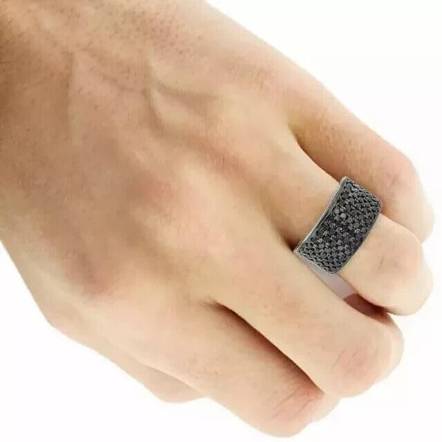 Men's Statement Ring with 3.50CT Round Black Simulated Diamond – Bold & Stylish in 14K Black Gold Plating2