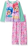 Nickelodeon Little Girls' Shimmer and Shine Fleece 2-Piece Pajama Set, Mint, 6