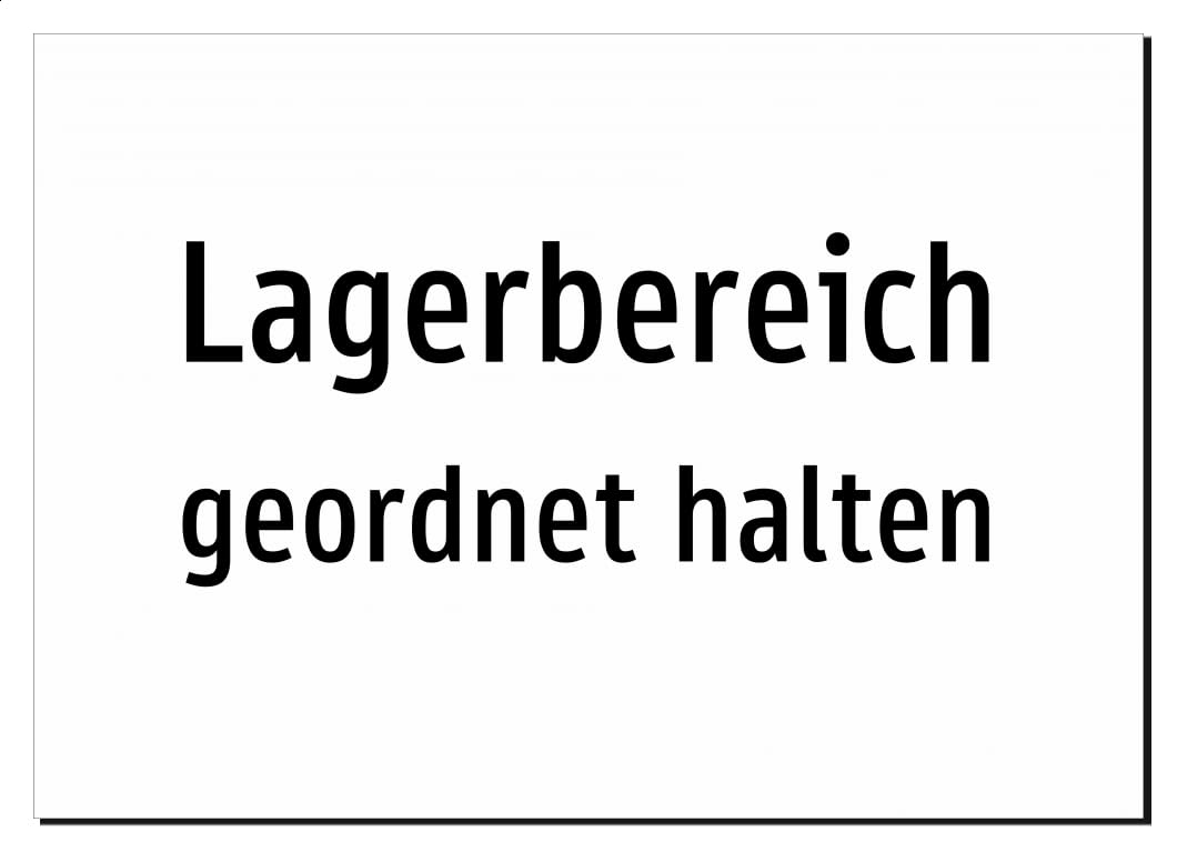 Lagerbereich - geordnet halten | Aufkleber A2, 594 x 420mm | nur Text, ohne Symbolgrafik