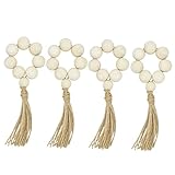 ULTECHNOVO 4stücke Handgefertigte Natürliche Holzperlen-serviettenringe Rustikale Landhausdeko Vielseitige Tischdekoration Für Hochzeit Serviettenhalter Und Wohnraumdesign