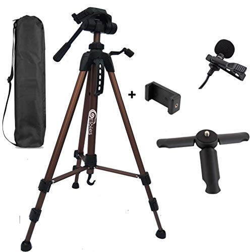 Image of Eloies Travel Series TL-51 Aluminum Tripod Stand for DSLR /Mobile Phone /SLR and Digital Camera | Combo Pack | 7 inch Table Tripod /Mobile Mount /Lapel Microphone 4Feet.