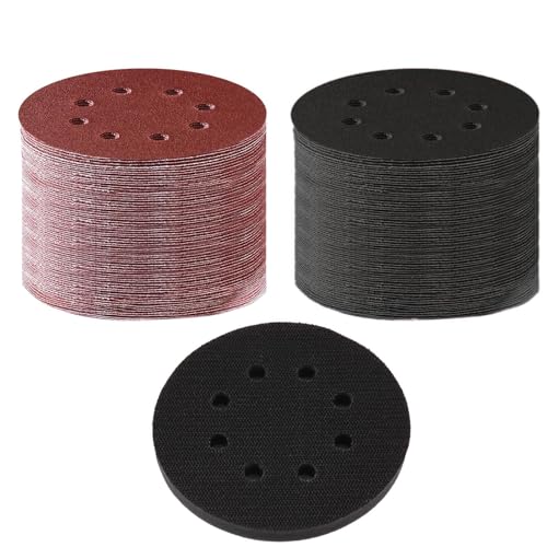 MORLARCO ランダムサンダー ペーパー 125mm 耐水ペーパー 60～3000番 91枚入セット マジック式 8穴 丸型 電動サンダー用 サンディングディスク 木工DIY作業に 金属磨き 自動車整備 9種類 60 80 120 240 400 800 1000 2000 3000 各10枚入 付属 研磨パッド 1個