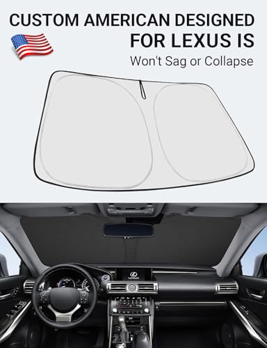 Image of Proadsy 2026 Upgrade Front Windshield Sun Shade Foldable Sunshade Protector Custom Fit 2014-2020 is 200t, 250, 300, 350, F-Sport Lexus Sedan Accessories