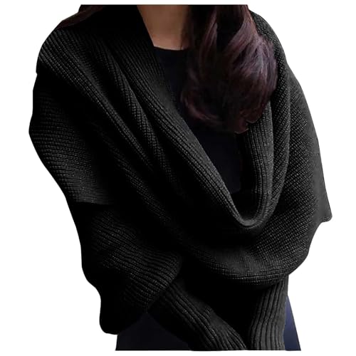 Winter Warm Knitted Wrap Scarf Shawl Cape With Sleeve for Women Fall Winter Fashion Sweater Shawl Causal Wraps Cape2