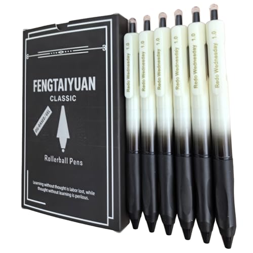 Fengtaiyuan Canetas de gel retráteis, ponta ousada de 1,0 mm, tinta preta de secagem rápida, barril preto gradiente com aderência triangular de silicone antiderrapante, canetas ergonômicas lisas para