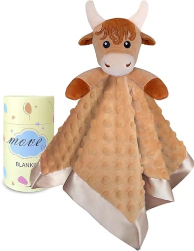Image of Loveys for Babies, Soft Baby Security Blanket Lovies for Babies, Stuffed Animals Blankie for Newborn Infant with Baby Snuggle Toy, Baby Boys Gifts Highland Cow Security Blanket 16 Inch