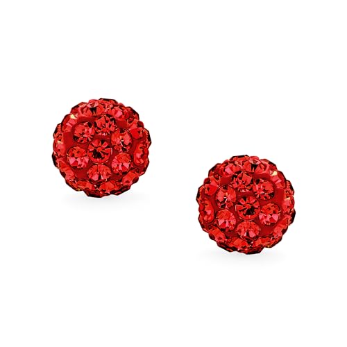 Elegant .925 Sterling Silver Round 8MM Glittering Pave Crystal Disco Ball Stud Earrings for Women Teens in Many Colors2