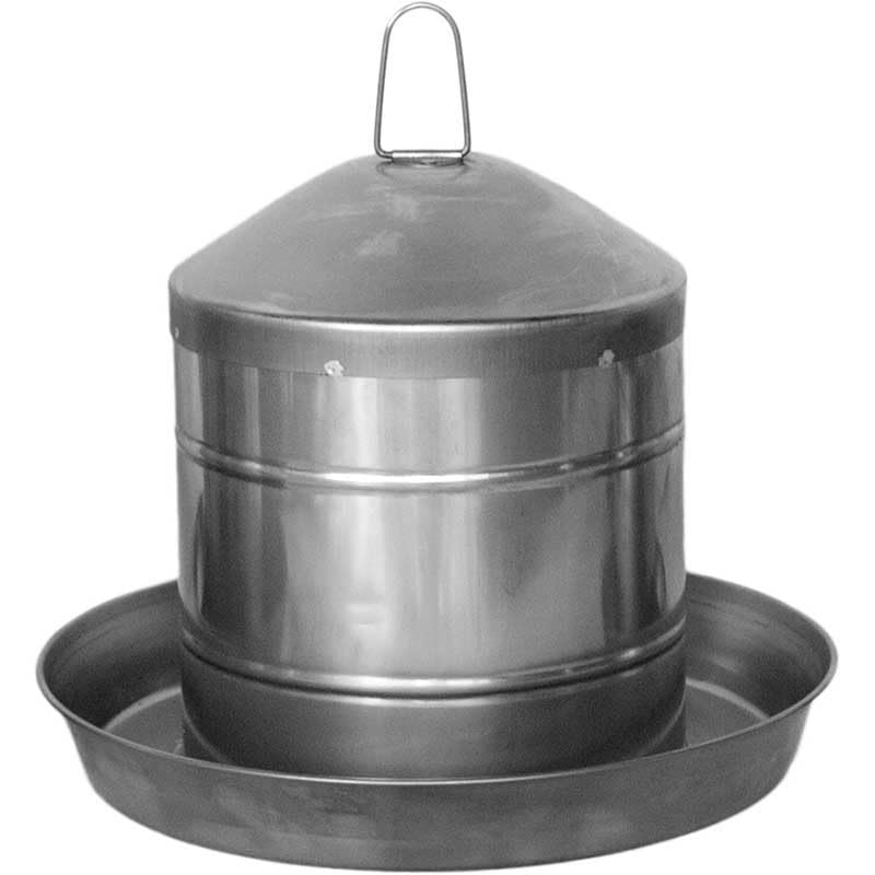 Suinga Bebedero para Gallinas Pollos 9L, Acero Inoxidable, sin BPA, sin Bordes peligrosos, Colgante, 36x27 cm, Gris