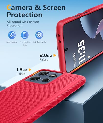 Image of FNTCASE for Moto G 2026 /2025 Case: Moto G Play 2026 /Moto G Power 2025 Case Dual Layer Military Protective Heavy Duty Cell Phone Cover with Screen Protector Shockproof Rugged Non Slip Textured (Red)