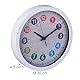 Relaxdays Wanduhr Kinder, Ø 30 cm, Bunte Zahlen, Uhrzeit Lernen, Kinderzimmeruhr Jungen & Mädchen, Kinderuhr Wand, weiß