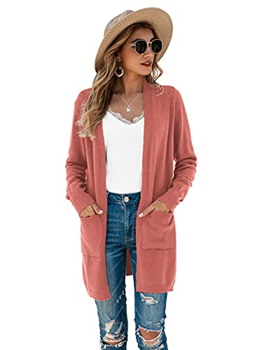 Image of TASAMO Cardigan Sweaters for Women Long Sleeve Open Front Casual Knit Fall Coat Oversized Soft Outwear with Pockets