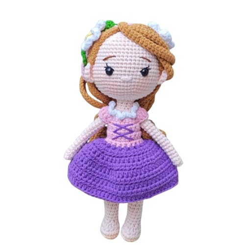 Muñeca Princesa Hecha a Mano en Crochet con Cabello Nublado miniatura 1