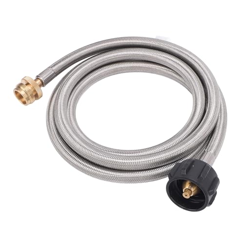 Adaptador de manguera de gas de acero inoxidable de 5 pies para tanques de 1 a 20 libras 6