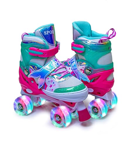 Patins à roulettes sirène évolutifs pour filles et tout-petits avec roues lumineuses