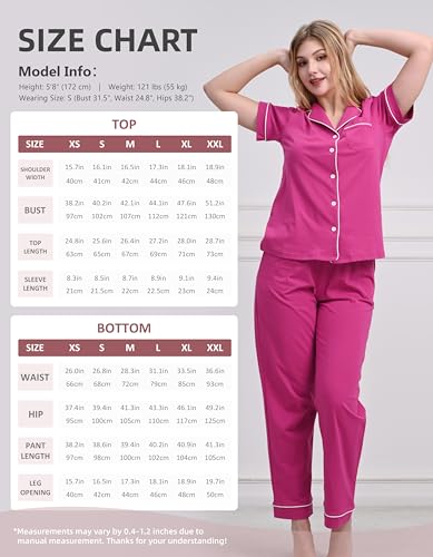 Image of NAP BOUND 100% Cotton Women Pajama Sets Button Down Short Sleeve Sleepwear Soft Pjs 2 Piece Lounge Set with Pocket XS-XXL