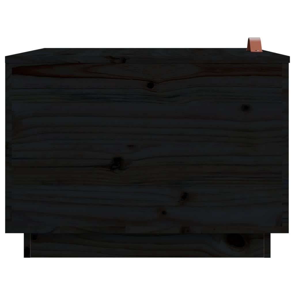 Juego de 3 cajas de almacenamiento de madera maciza de pino, color negro, con tapas y asa, para organización de almacenamiento doméstico, diferentes tamaños