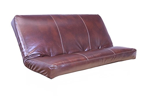 Queen Size Futon Cover Only Bonded Leather Premium Collection Fits 6-8 inch Futons Mattress (Cappuccino)