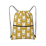 SJOAOAA Bolsa con cordón y gafas de conejo, mostaza, con cordón, mochila con cremallera, resistente al agua, bolsa deportiva, bolsa de gimnasio con bolsillo lateral para hombres y mujeres, Negro,