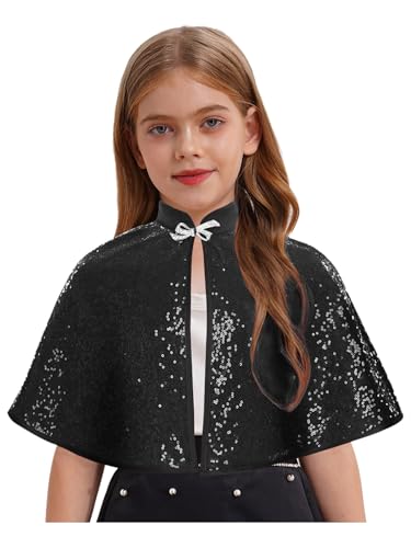 renvena Girls Sequins Shawls Wraps Sparkly One Button Shrug Bolero Wedding Flower Dress Cover Up3