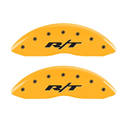 Image of MGP Caliper Covers for 2011-2023 Dodge Charger & Challenger | Requires 18 inch+ Wheels & Dual Piston Front Caliper, Yellow Powder-Coated Aluminum, 4 PCS Front and Rear, R /T Truck Engraving