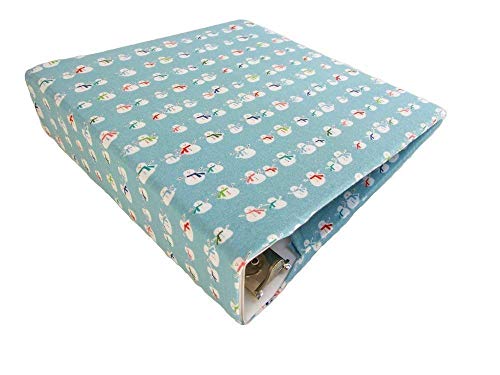 Stretch Binder Cover for 3 Ring Binder Fabric SNOWMEN, Recipe Binder 8.5 x 11 Planner Binder Full Size, Decorative Binder Cover, Fabric Binder 3 Ring, Photo Album Scrapbook