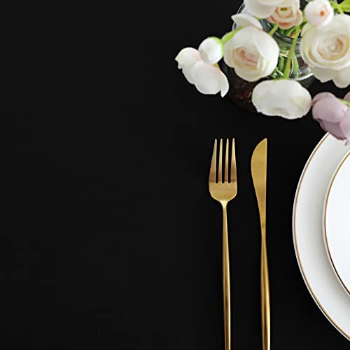 Image of FOLINS&HOME Black Rectangle Tablecloth 90 x 132 Inch Waterproof Table Cloth | Wrinkle Free Polyester Table Cloths, Spillproof Heavy Duty and Washable Table Cover for Party, Banquet - Rectangular /Oblong