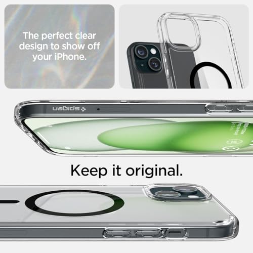 Image of Spigen Ultra Hybrid MagFit Back Cover Case for iPhone 15 Plus, MagSafe Compatible, Air Cushion Technology - Polycarbonate + TPU | Black