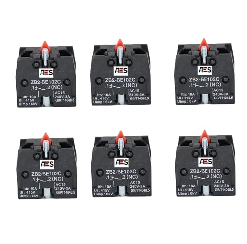 Image of AES XAC Series Push Button Switch Contact Block - ZB2-BE102C (NC) | 10A 600V Auxiliary Contact Block for Industrial Machines, Automation & Control Panels | Screw Clamp Terminal | Pack of 6