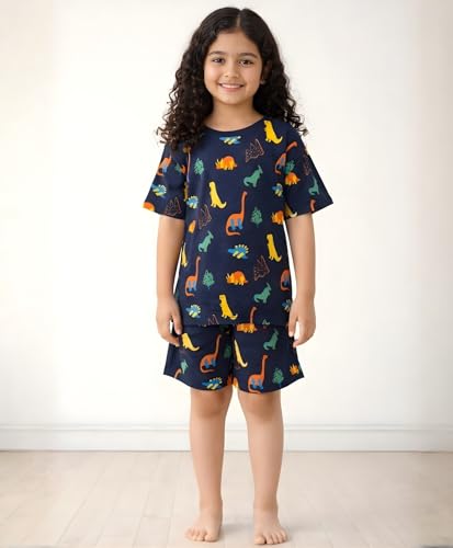 Image of ANTHRILO Sleepwear Shorts Set for Girls| Material: 100% Pure Cotton | Fabric: Skin-Friendly, ensuring a Soft Touch on Delicate Skin| Fit: Regular |Age Range: Suitable for Girls Aged 0-14 Years