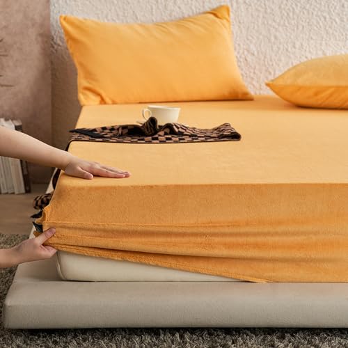 JIANINGHOME Sábana bajera ajustable de franela de algodón cepillado de 50 x 75 cm, sábana bajera de franela para cama individual, doble, super king