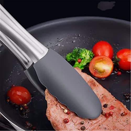 Pinzas de cocina de acero inoxidable, pinzas de silicona resistentes para cocinar a la parrilla, barbacoa y servir, ideales para filetes, verduras y mucho más