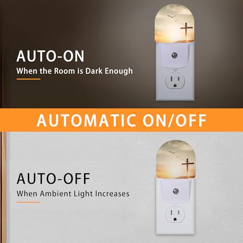 Image of Christian Dawn Cross Night Light,Night Lights Plug into Wall with Dusk to Dawn Sensor,Lamp for Bedroom Bathroom Hallway Nightlight for Women Girls