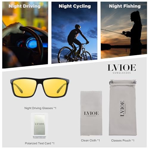 Image of LVIOE Night Vision Glasses for Driving Men Yellow Glasses for Night Driving Anti Glare Polarized N3951