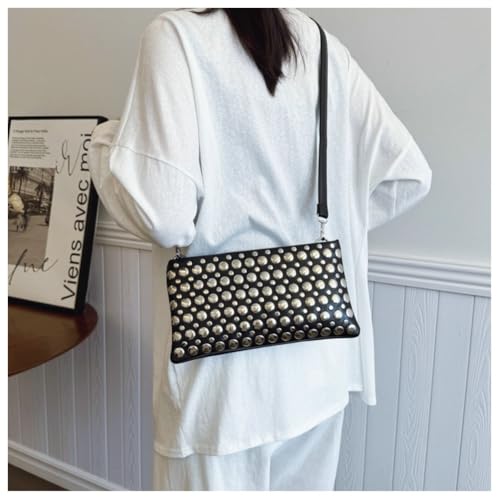 Y2k Crescent Crossbody Purse Women 90s PU Leather Trendy Studded Shoulder Satchels Hobo Bags Punk Underarm Tote Handbag2