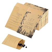 JYNVO 50 kleine, wiederverschließbare Samenpakete aus braunem Kraftpapier mit Klebemünzenumschlägen zur Aufbewahrung von Samen und Blumen