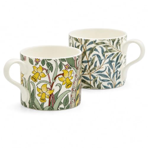 Image of Spode x Morris & Co Set of 2 Coffee Mugs - Stylish and Durable, Perfect for Tea or Coffee, Daffodil Design, Dishwasher & Microwave Safe, Presented in a Giftable Box, Ideal for Everyday Use or Gifting