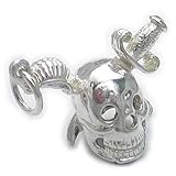 cutlass black tractor beam Schädel mit zwei cutlasses Totenkopf mit nicht ein, sondern Zwei cutlasses Sterling Silber Charm 925 X 1 ec1878