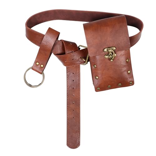 FRCOLOR 1set Medieval Renaissance Embossed Holder Belt for Cosplay Pu Material Vintage Design Essential Accessory for Theatrical and Historical Costumes