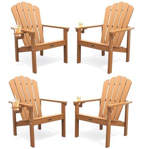 THOEOE Stackable Adirondack Chair Set of 4, HDPE All-Weather Adirondack Chairs - Durable and Space...