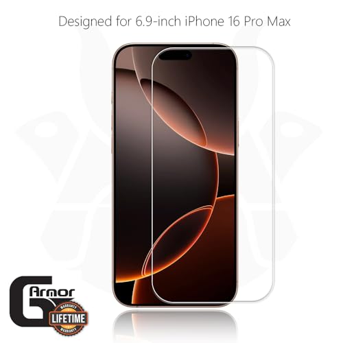 Image of 2 Pack Glass Screen Protector for iPhone 16 Pro Max | 9H Premium Tempered Glass, Lifetime Replacement, Ultra Clear, Scratch Resistant, Phone Case Compatible, Screen Saver