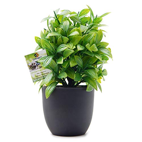 OFFIDIX Artificial Eucalyptus Plants with Black Vase for Office Desktop, Home and Friends’
