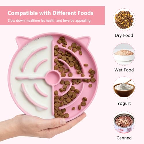 YINEYA 2 Pcs Silicone Slow Feeder Cat Bowl, Cat Slow Feeder for Food Training, Interactive Puzzle Bowls for Puppy, Kitten Dishes to Prevent Overeating, Treat Toys Suitable for Dry and Wet Food — view 5
