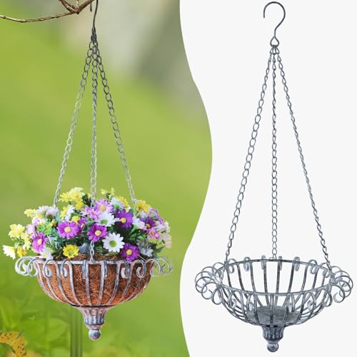 MNRYLKB Metal Hanging Planters,Vintage Hanging Baskets for Plants Outdoor,Garden, Patio, Deck, Porch Decor