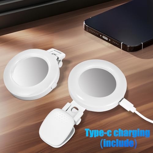 Ringlicht Handy, Videolicht mit Spiegel, Ringleuchte 3 Dimmbare Farbe und 5 Helligkeitsstufen, 180°Drehbar Selfie Ring Licht, Videokonferenz Licht für Tiktok Vlog, Zoom, Live Streaming